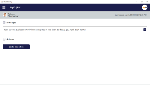 MyID dashboard